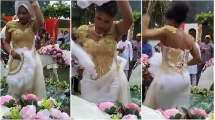 bride stealing the show with her wild dance