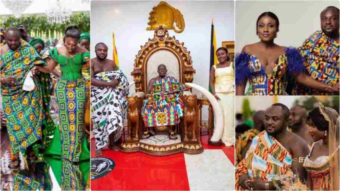 Anita Sefa Boakye and Adinkra Pie owner visit Otumfuo after their royal wedding