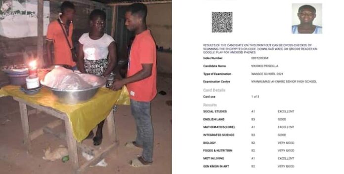 Girl who sells kenkey in small village gets 10 in WASSCE with 3As