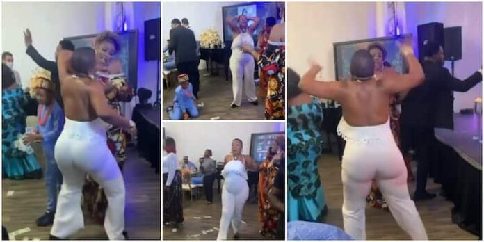 Woman in Jumpsuit 'scatters' birthday party with weird marching dance moves