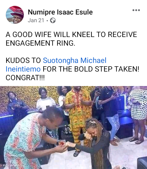 It’s against our culture for a man to kneel for a woman – Lady says as she kneels down to accept her man’s proposal