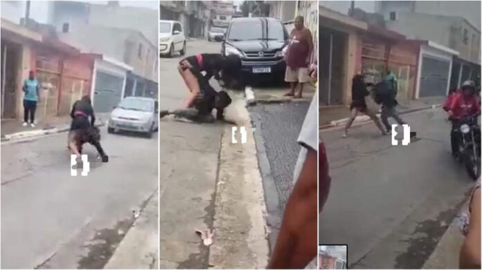 Lady beats up man who refused to pay her