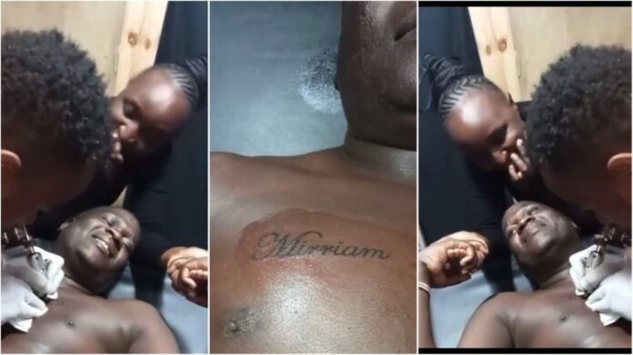 Lady shares video of her name being tattoo