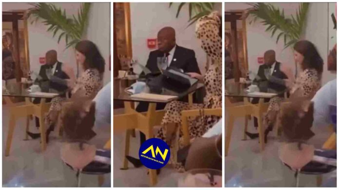 Video of President Akufo-Addo chilling with a white woman at a restaurant goes viral [Watch]