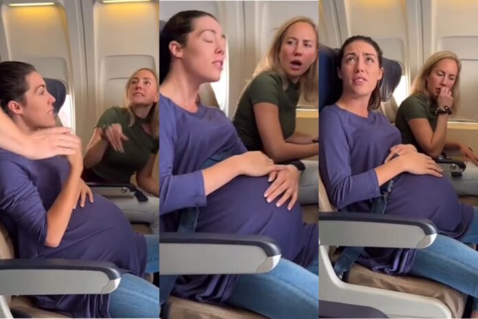 Lady caught on a flight with a fake pregnancy to get the passenger next to her out of her seat