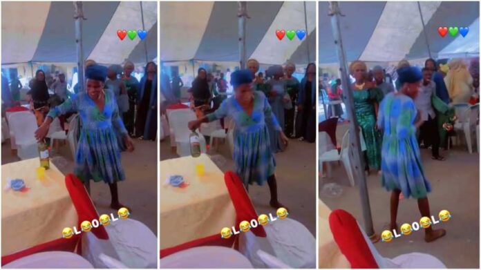 Old woman dances like a teenager