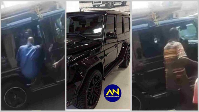 Lady cries out as rich man uses G-Wagon to carry plywood