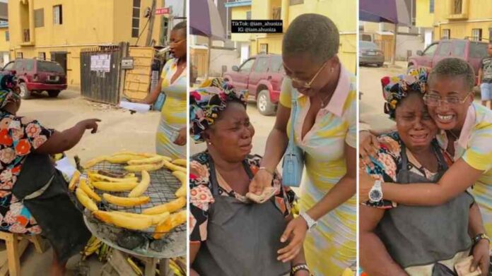 Lady Surprises Roasted Plantain Seller With Wads of cash