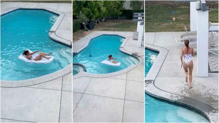 Snake swimming pool woman swim