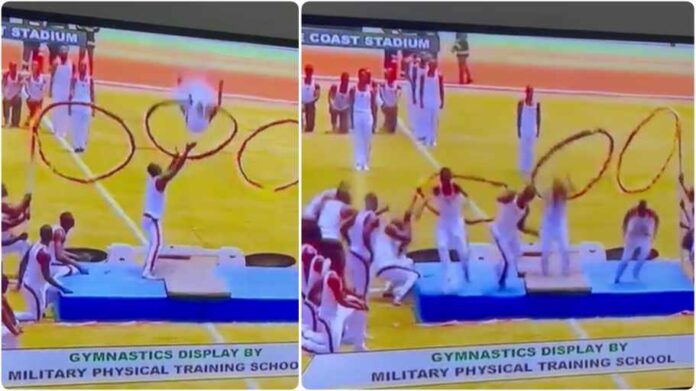 Gymnastic display gone wrong at Independence Day parade