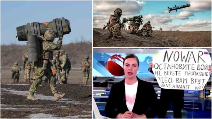 Journalist interrupts TV broadcast in Russia with anti-war slogans