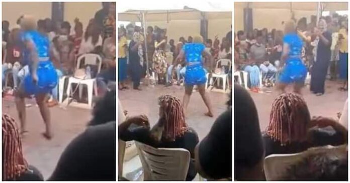 Lady in short skirt thrills crowd with fast legwork