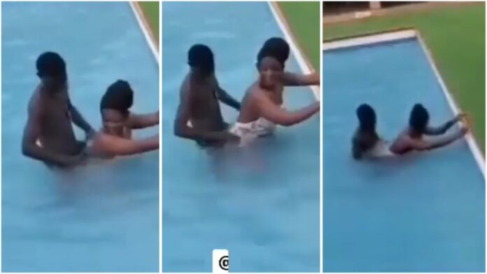 girlfriend dance for him in the pool