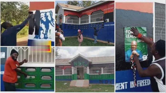 Fomena NPP members paint party office with NDC