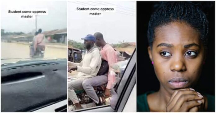 Young man in car mocks his old headmaster