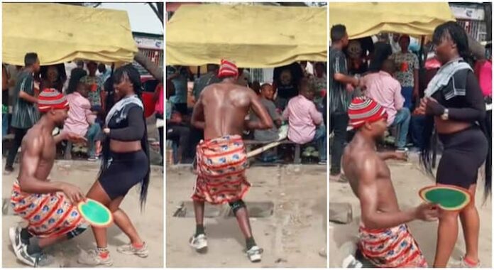 Man in wrapper shows stunning traditional dance