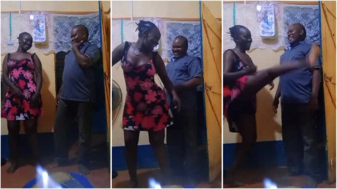 Policewoman dances to welcome her husband