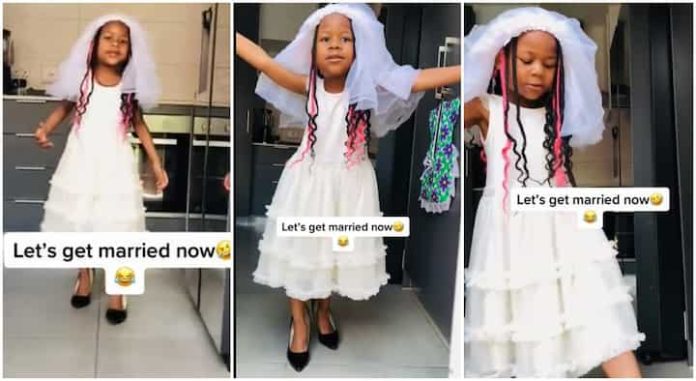 Girl wears wedding gown and demands to wed her father