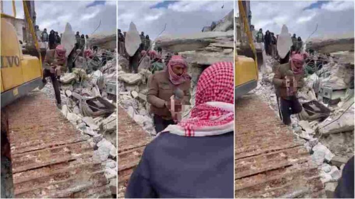 Pregnant woman gives birth in earthquake rubble in Syria